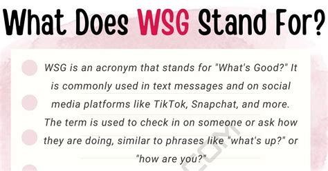 what does wsg mean in texting|WSG Meaning in Text: Understanding the Social Media Acronym